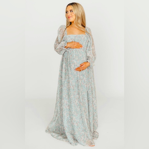 Worth Collective Dresses & Skirts - NWT - Worth Collective - Mona Maxi Dress w/ Smocking Sage Green - Bump Friendly